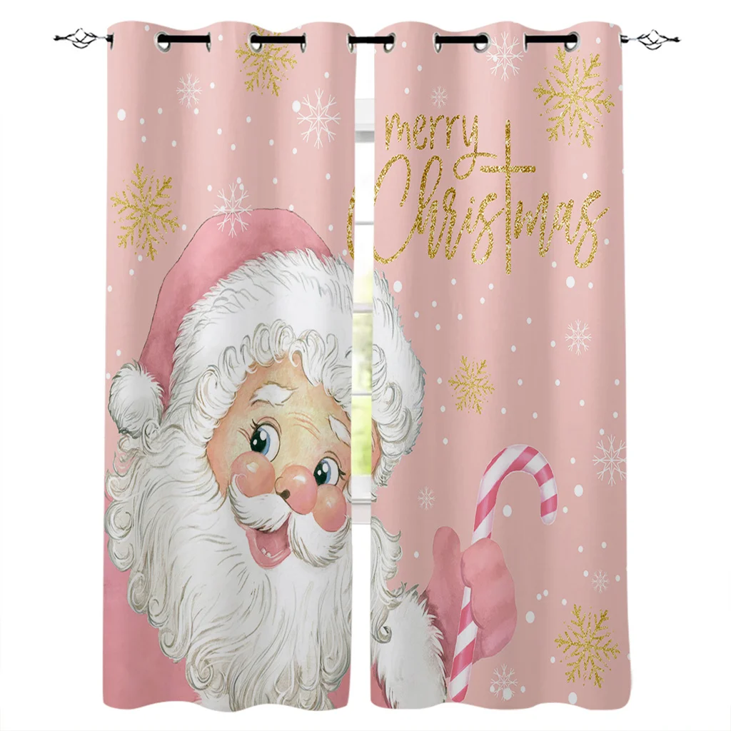 

Unique Pink Cartoon Santa Claus Christmas Window Curtains For Kids Bedroom Living Room Bathroom Kicthen Door Hall Home Decor 2P