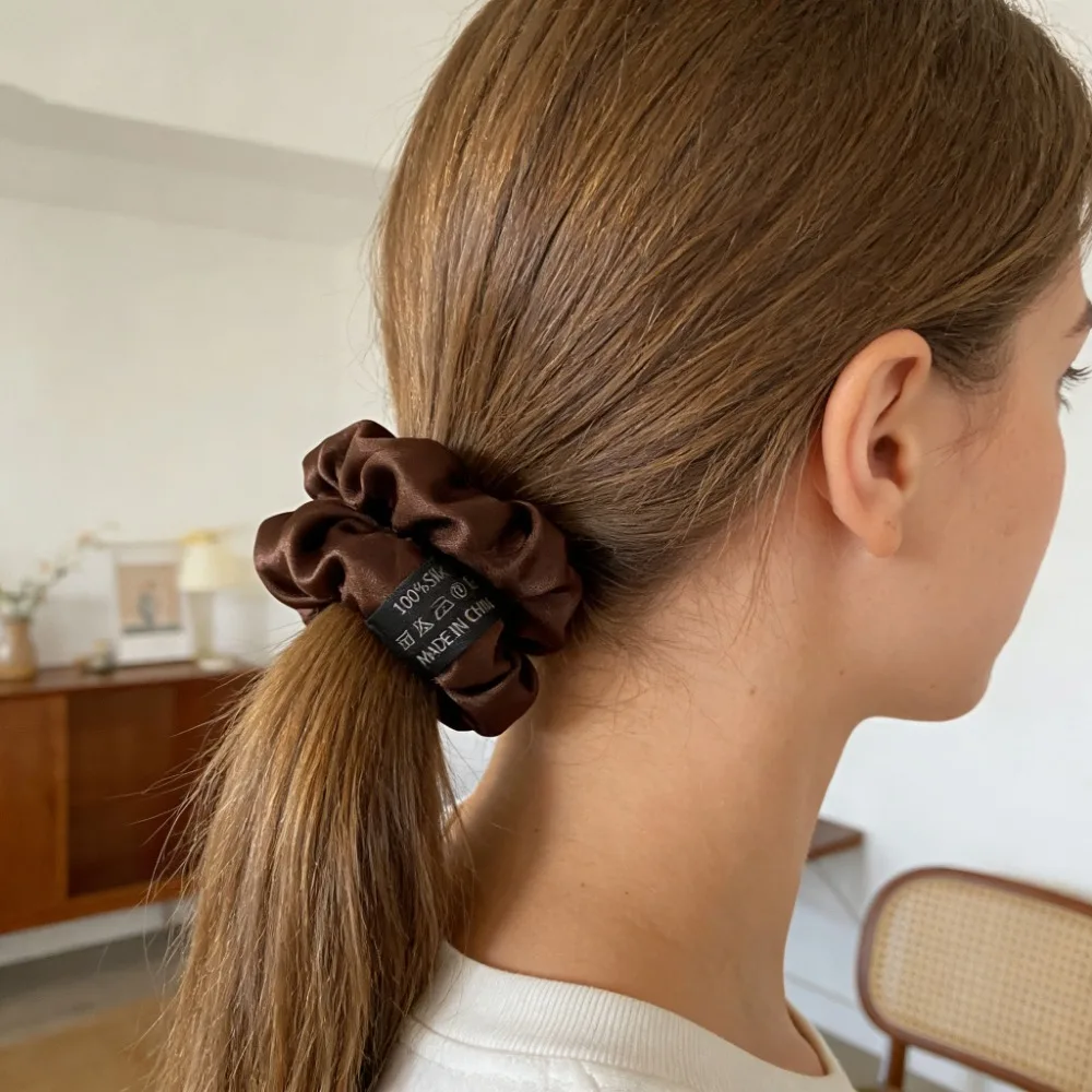 

Pure Mulberry Silk Scrunchies Hair Ties Rubber Bands for Women Girls Small Elastic Ponytail Holder No Damage