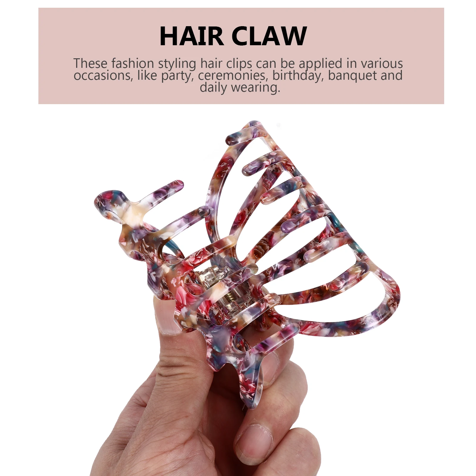 

2pcs Large Claw Clips Strong Hold Nonslip Styling Accessory For Thick Thin Curly Women Big Jaw Clip Hollow Hair Clamp Ceremony