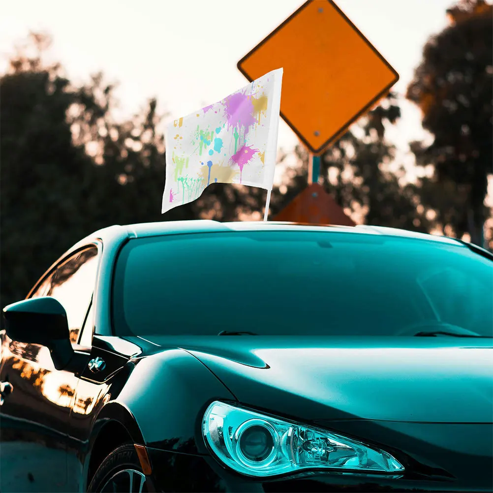 

6Pcs Blank White Car Flags Fade-Resistant Polyester DIY Decorative Flags for All Vehicle Types Handheld Waving