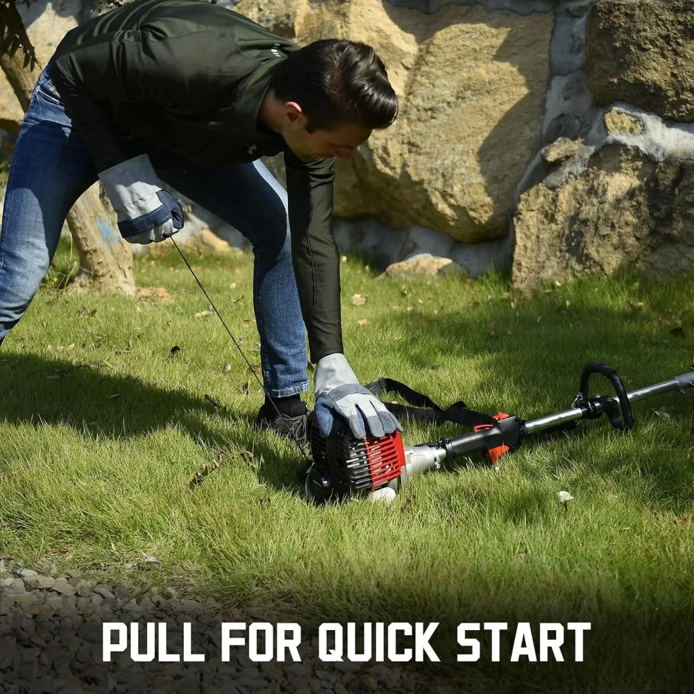 Wacker de ervas daninhas a gás de 25,4 cc, aparador de cordas/borda 3 em 1 de 16 polegadas com cortador de escova de 10 polegadas para corte de grama