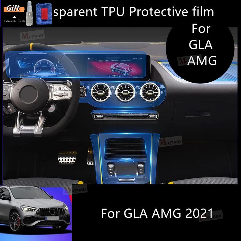

For Mercedes-Benz GLA AMG 2021 Gearbox Panel Navigation Screen Automotive Interior TPU Protective Film Anti-Scratch Sticker
