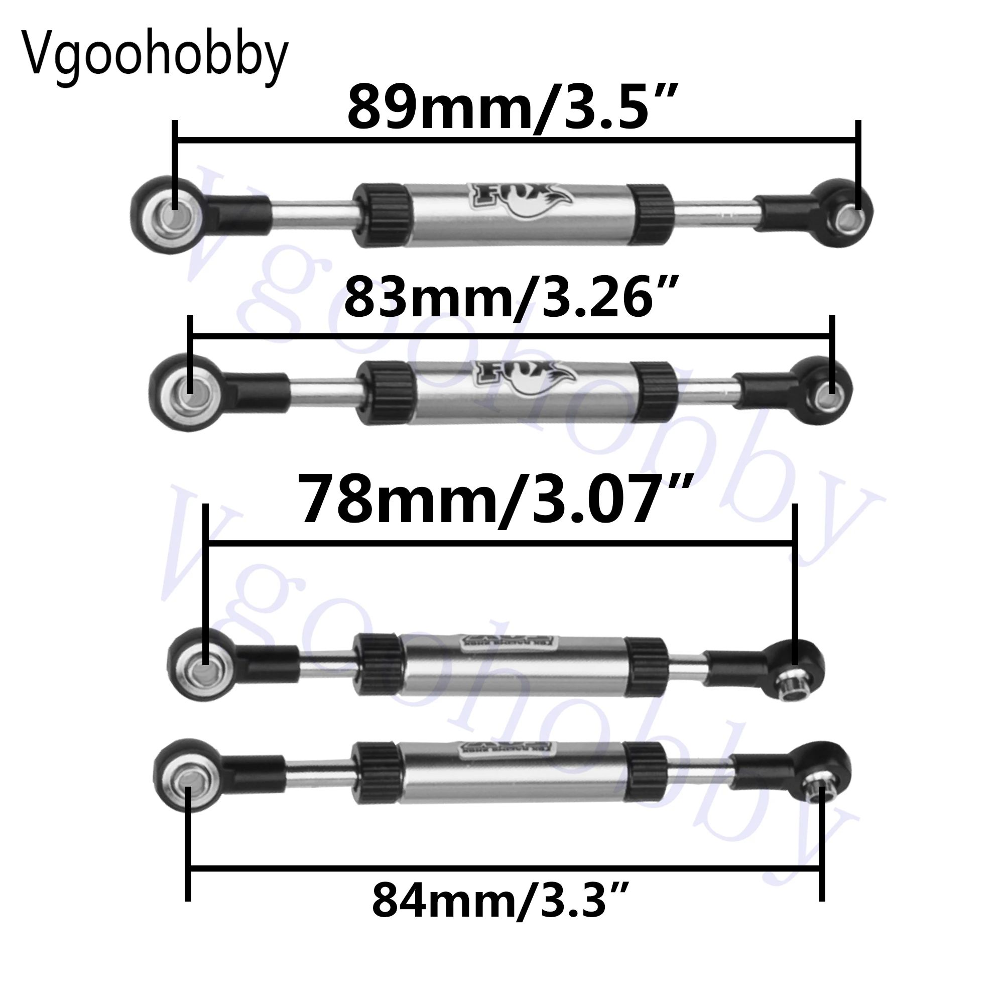 Metal Adjustable Length Servo Linkage Steering Link Rod for Traxxas TRX4 Axial SCX10 RC4WD D90 Gen8 1/10 RC Crawler Car