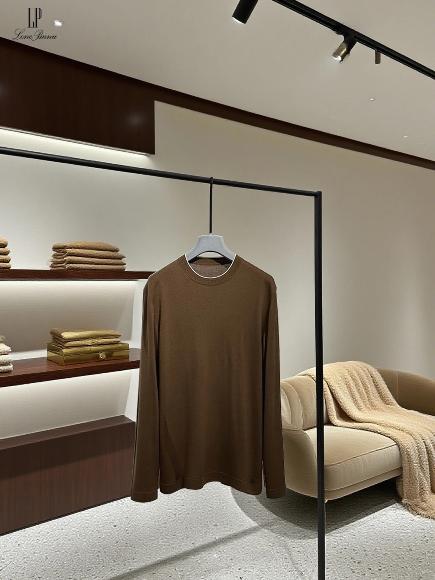 

Smooth Mixed Silk Wool Knitted Base irt Men's Faion Ci Sle Color Blo Camere Drapey Knitwear Autumn LP Brand