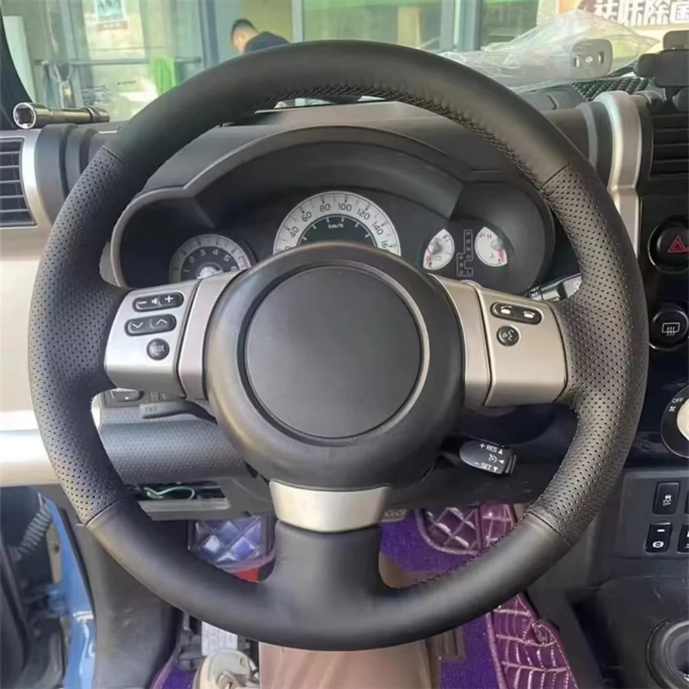 Autozubehör Handgenähter perforierter rutschfester Kunstleder-Lenkradbezug für Toyota FJ Cruiser 2006-2020 – Detail 1