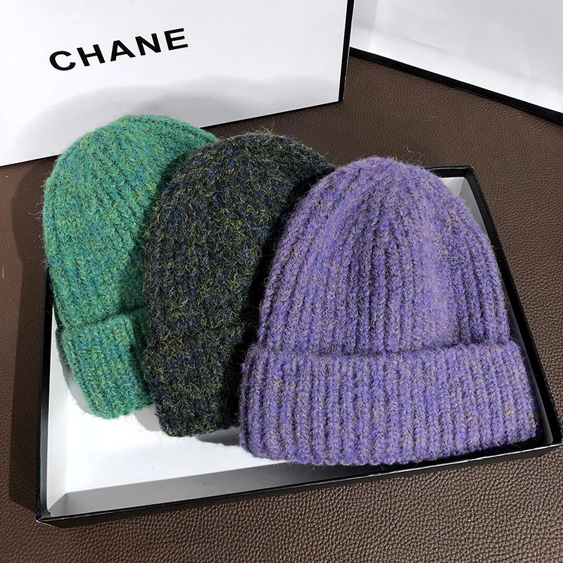 Warm Mohair Winter Hat Unisex Beanies Knitted Hat Women Autumn Female Wool Beanies Caps Bonnet Men Casual Thick Outdoor Gift