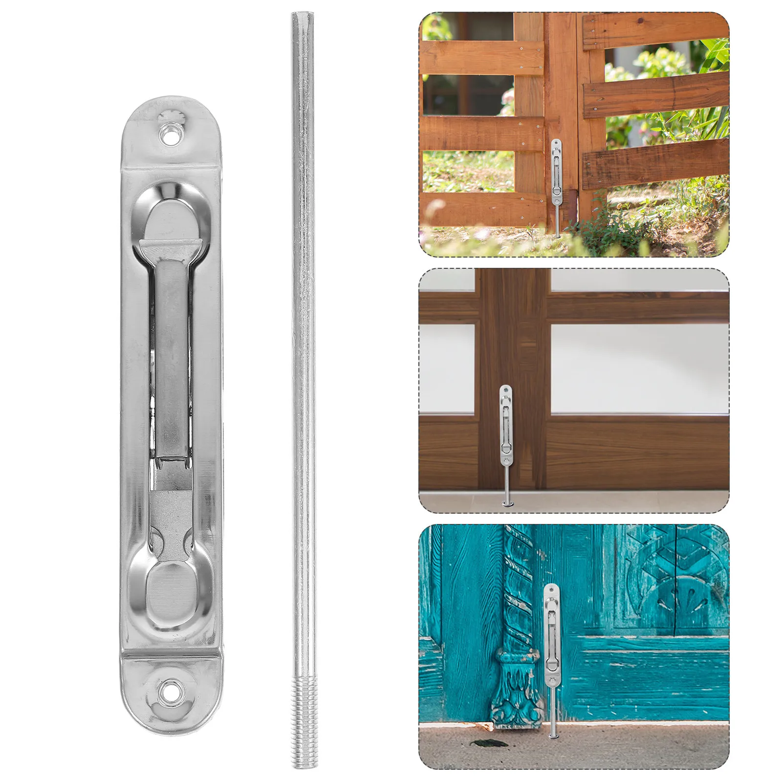 1Set Stainless Steel Door Anti-Theft Latch Bolt Lock Extended Double Opening Security Catch for Wood Composite French Double