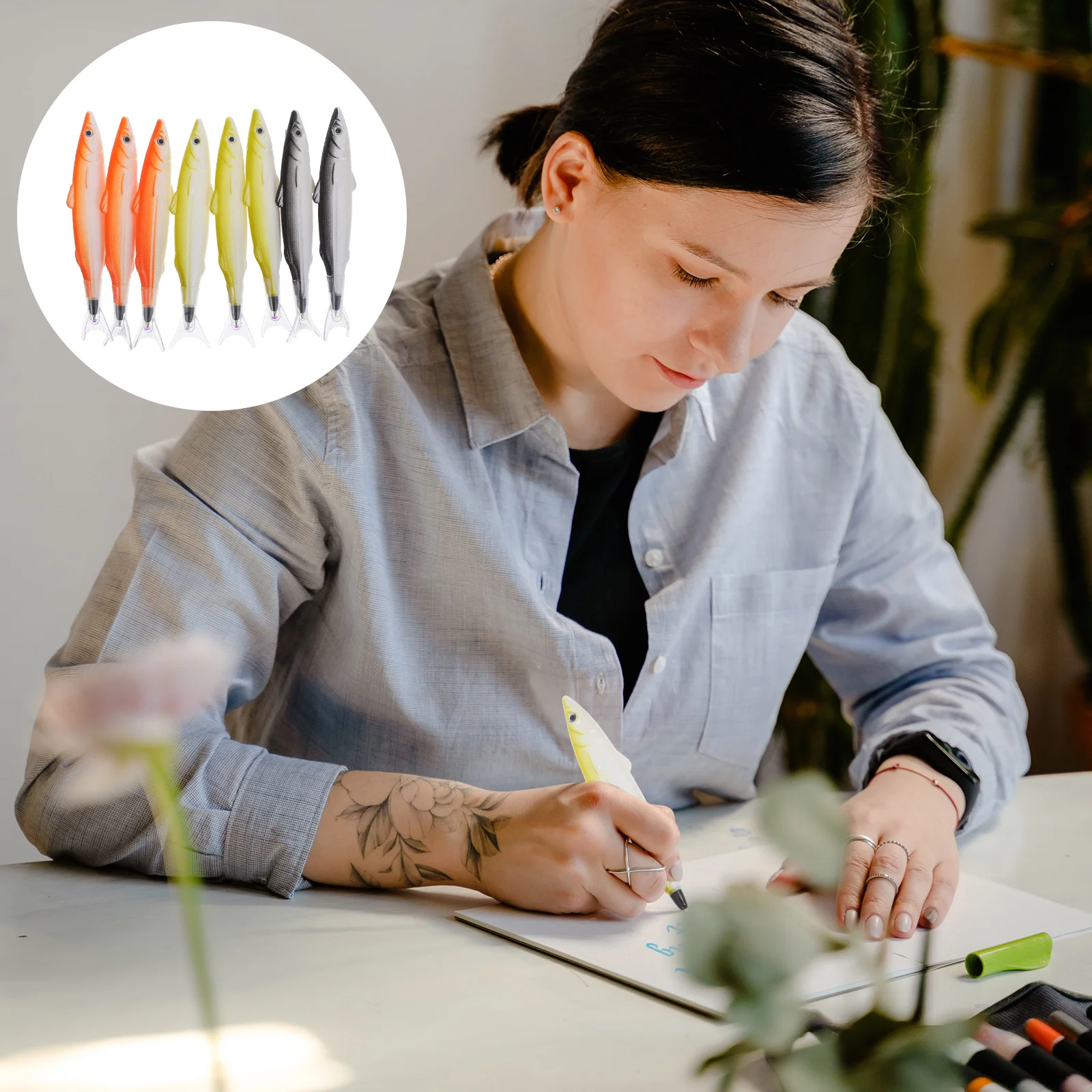 8-delige ondertekenpennen student briefpapier benodigdheden visvormige balpen schrijven zwart