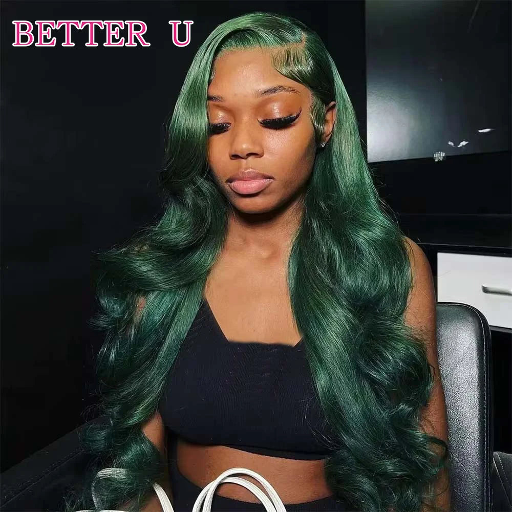 

Dark Green Lace Front Wig Human Hair Wavy Curly Hair 13x4 13x6 Lace Front Wig Plucked Baby Hair Dark Green