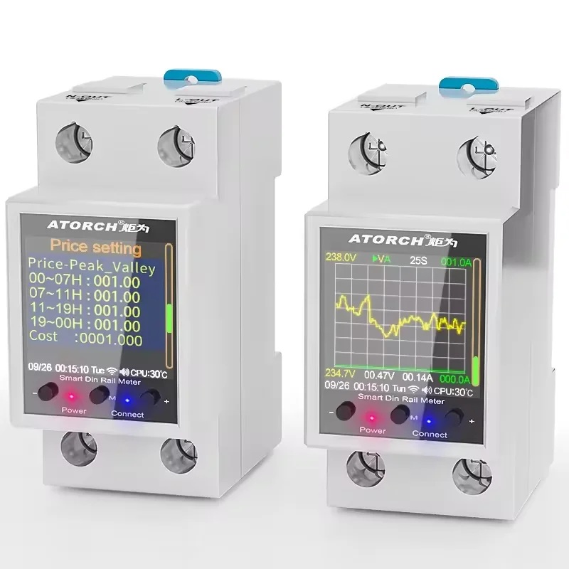 GR2PWS 100A Wireless Connectivity Din Rail Power Energy Meter AC50-320V Smart Electricity Meter Digital DisplayVoltmeter Ammeter