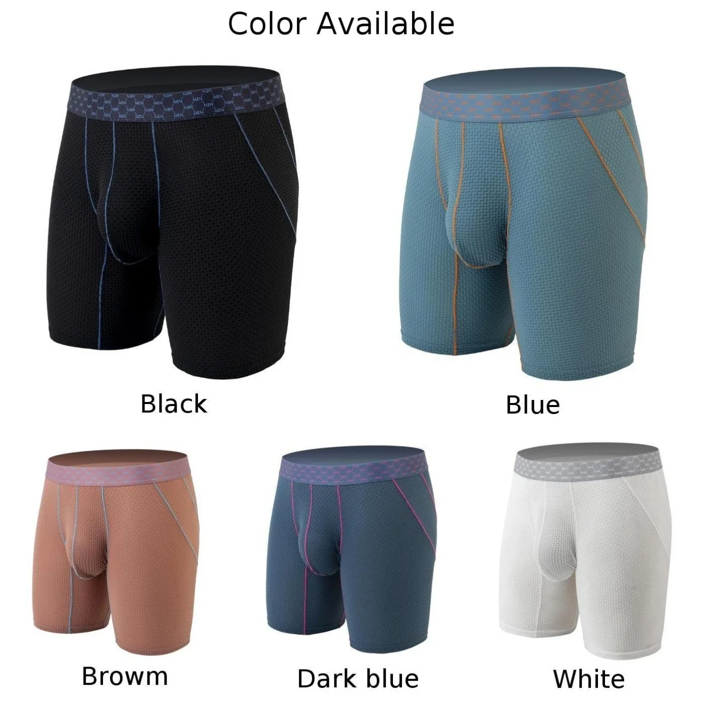 Mens Middle Waist Seamless Underwear Solid Color Long Shorts Breathable Briefs Gays Sissy Pouch Underpants Stretch Panties