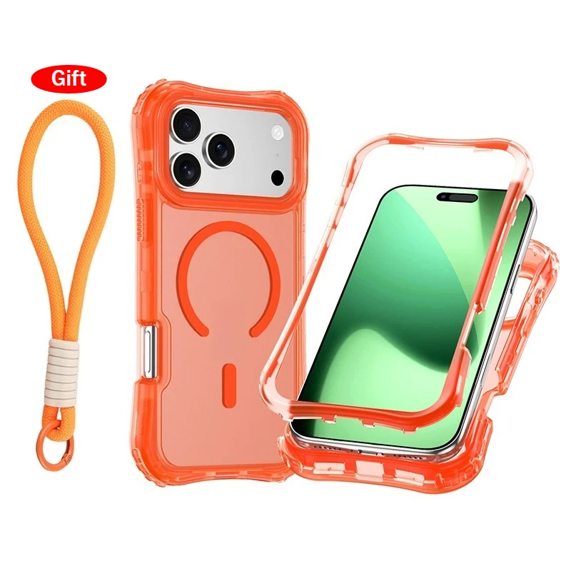 Armor 3IN1 PC+TPU Magnetic Charging Clear Case For IPhone 17