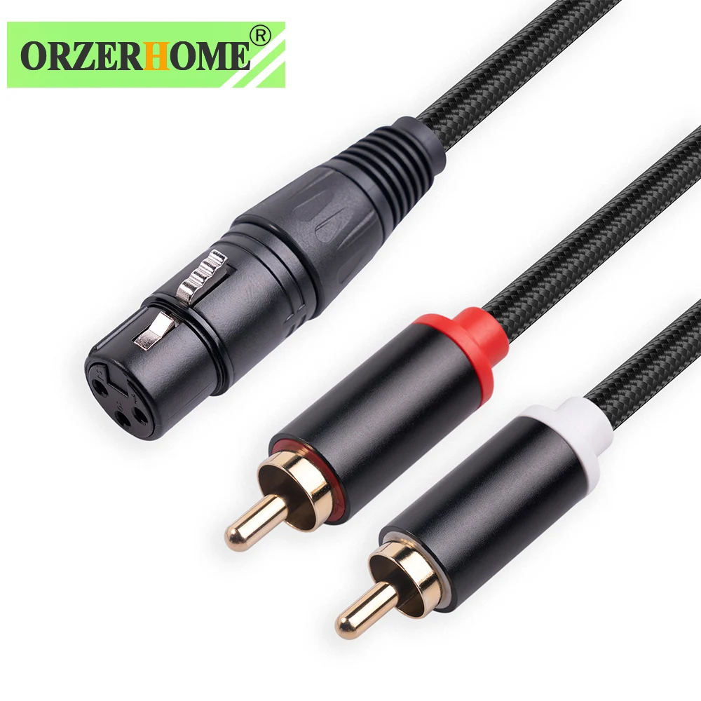 

ORZERHOME 3M 3 Pin XLR Female To Dual RCA Male Y Splitter RCA Line Adapter Stereo Audio Interconnect Cable for Microphone Mixer