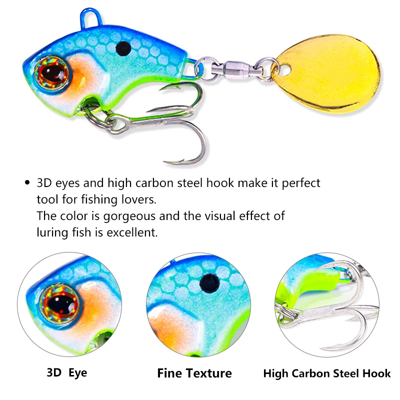 HENGJIA obrotowa metalowa przynęta wibracyjna VIB 9g 13g 16g 22g Spinner tonąca łyżka Pin Crankbait cekiny przynęty sprzęt wędkarski — zdjęcie 4
