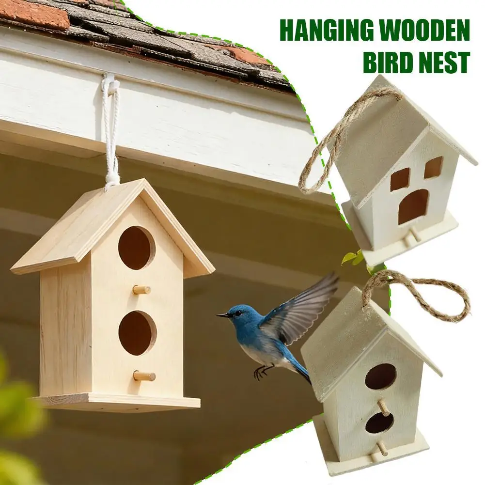 Mini Jaula de Madera para Pájaros, Caja de Madera para Pájaros Colgante para Exteriores, Nido para Loros, Productos para Pájaros, Jaulas para Pájaros de Jardín, Decoración para el Hogar y el Patio