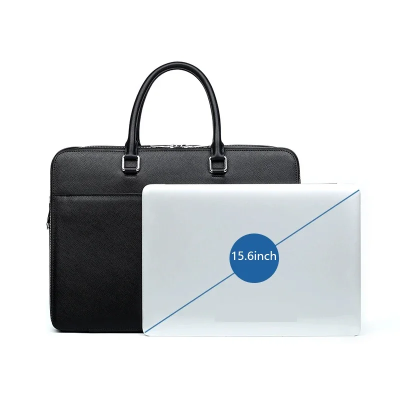 Split Leather Briefcase for Man Luxury Cowhide Vintage Executive Laptop Document Handbag Tote Shoulder Business Portable Bag  A