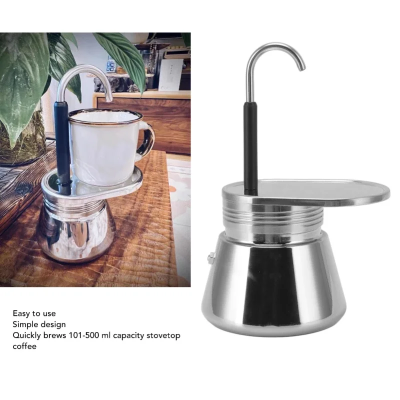 Moka Coffee Pot Stainless Steel Italian Type DIY Large Capacity Light Weight Portable Coffee Maker