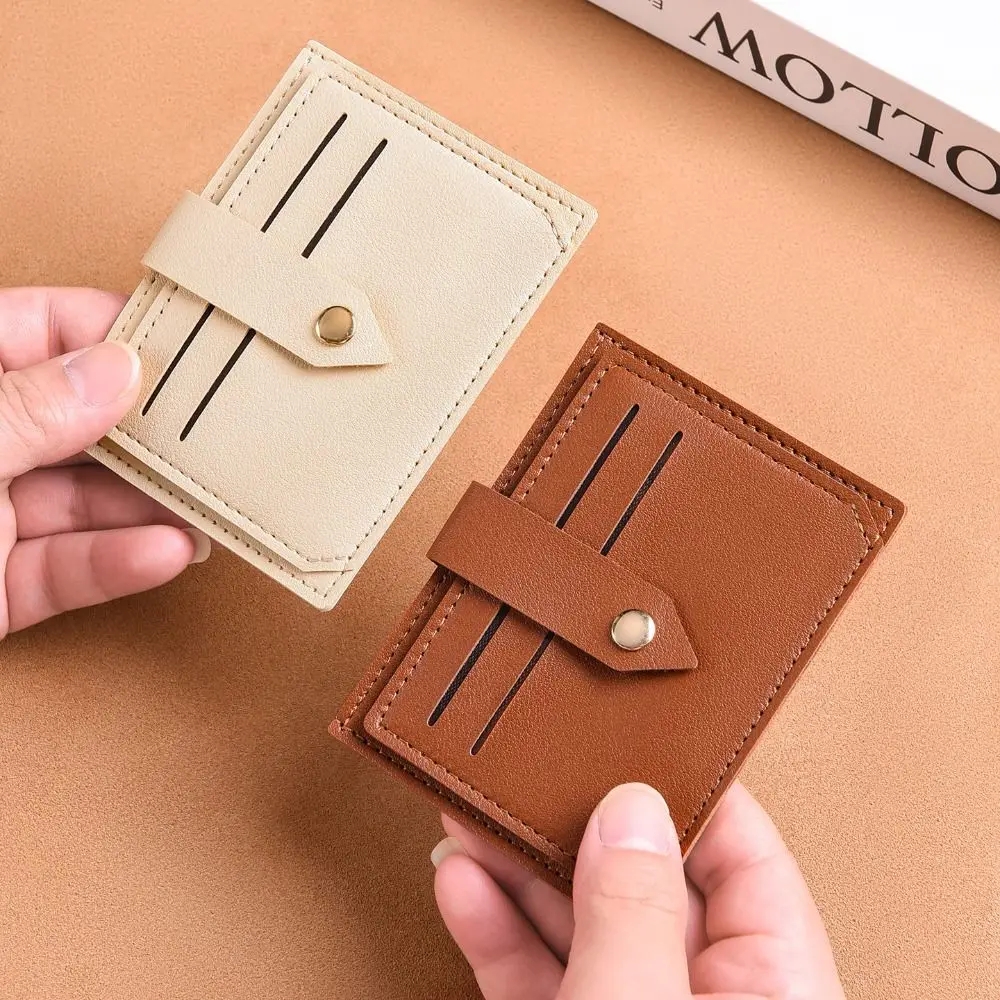 버클이 있는 휴대용 PU 가죽 카드 케이스 초슬림 미니 지갑 여성용 간단한 카드 홀더