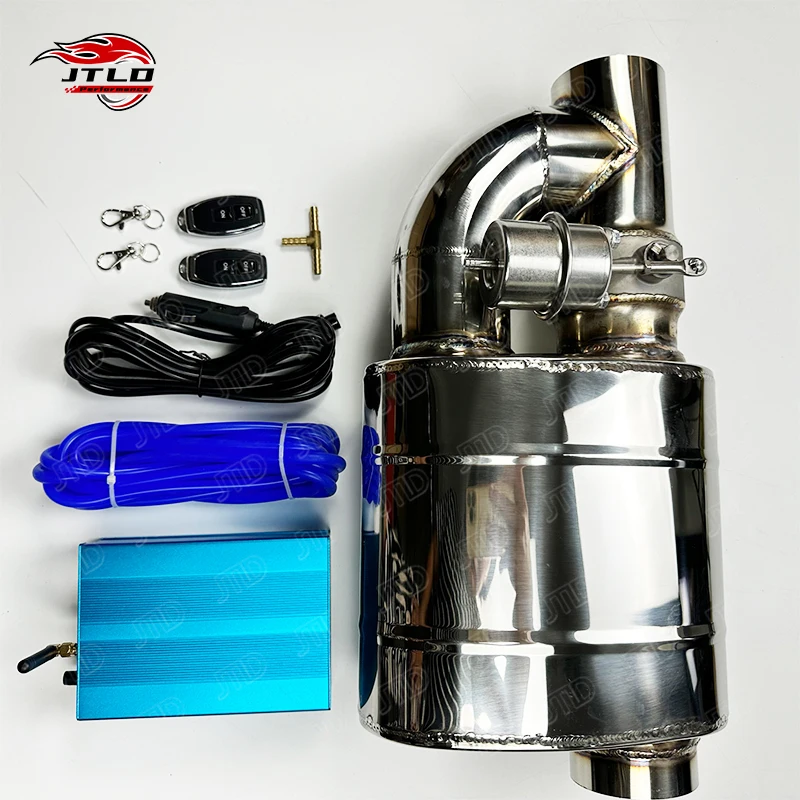 JTLD High Quality 3'' 76mm Universal Single Vacuum Valve Muffler With Remote Control For Car Valvetronic Exhaust System