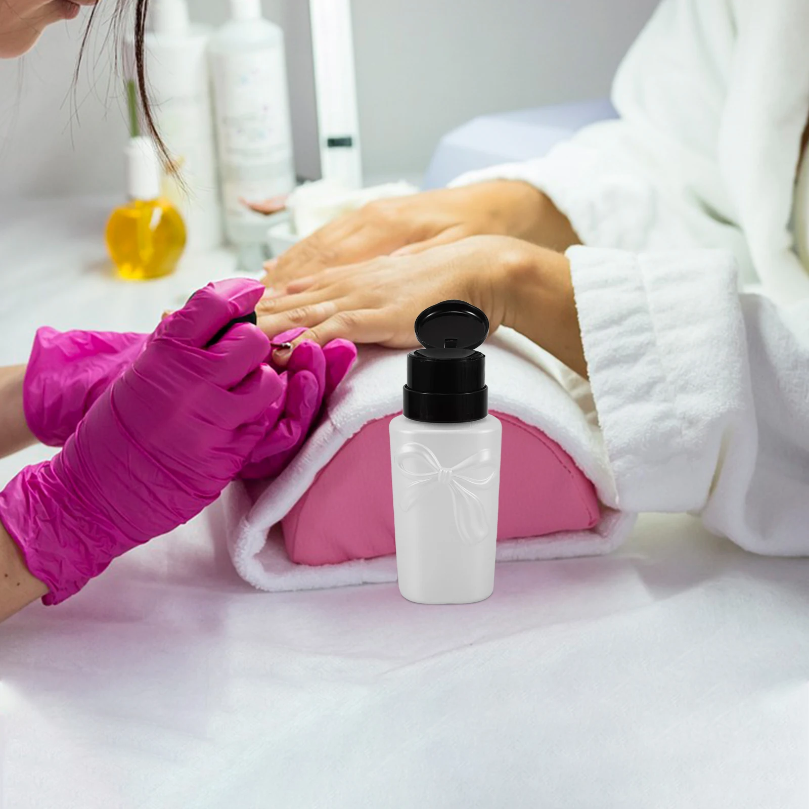 Botella Vacía con Bomba para Quitar Esmalte de Uñas, Dispensador a Presión, a Prueba de Fugas, Contenedor de Almacenamiento de Líquido para Manicura de Viaje, Limpiador de Maquillaje