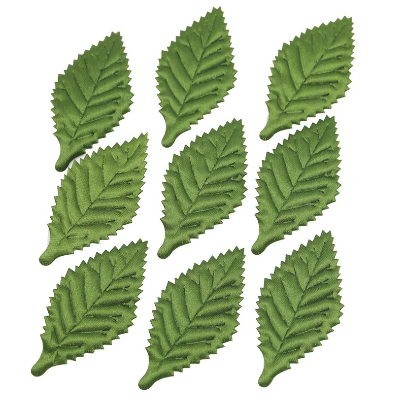 (50 Pcs/pack)6cm Silk Screen Simulated Leaves Green Plants Flowers Leavf Bouquets Fabric Clothing Accessories Plate Headwear DIY