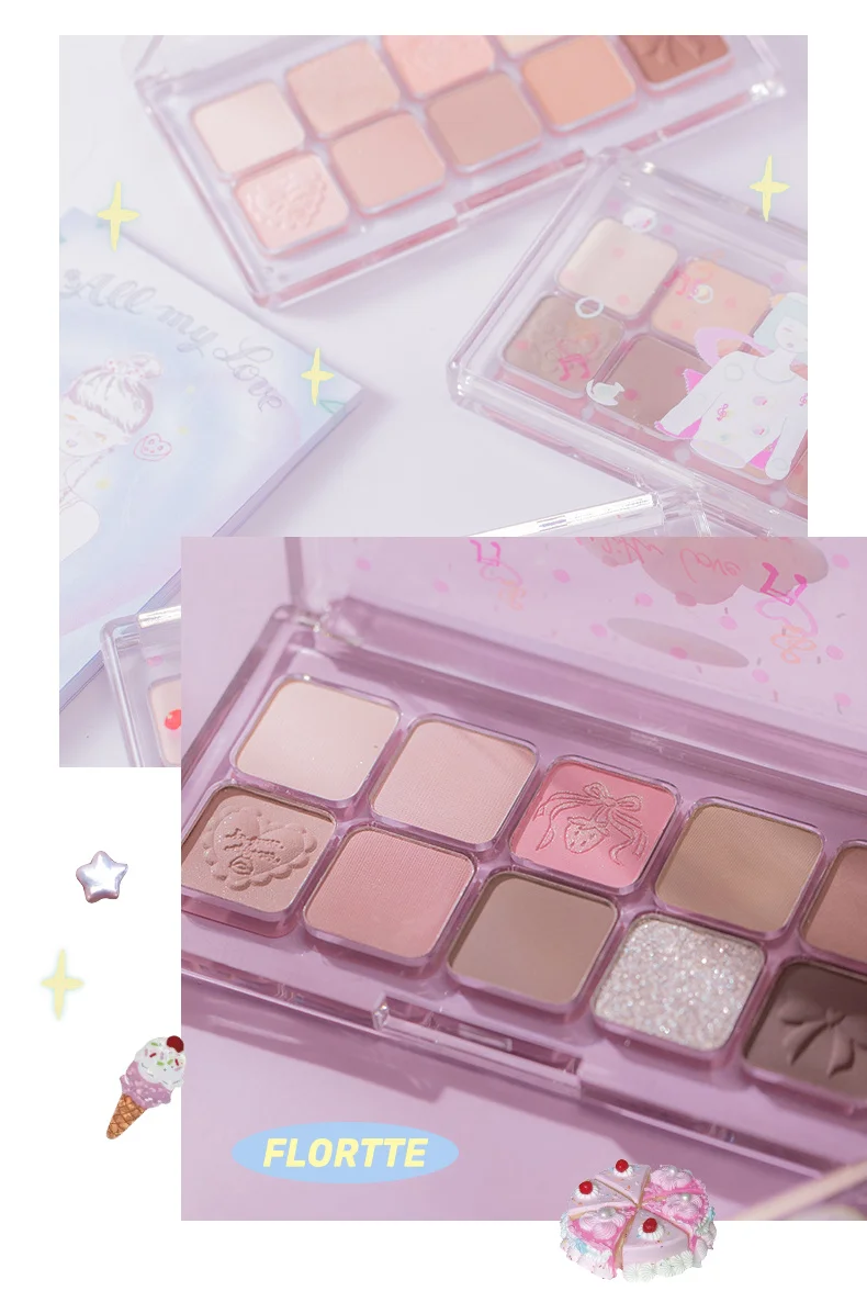 FLORTTE Girls' Dormitory Series 10-Color Eyeshadow Palette, 7.5g