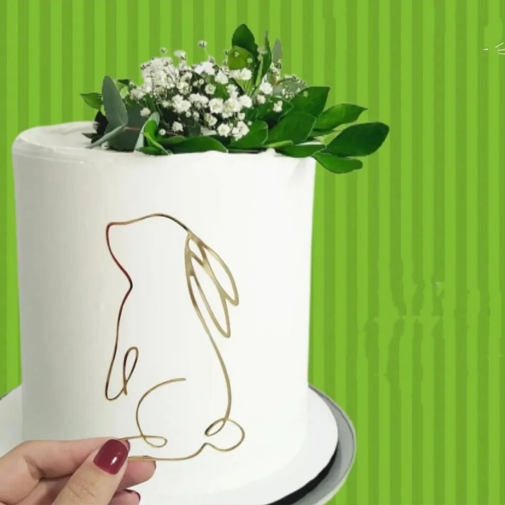 Creative Acrylic Rabbit Happy Easter Cake Topper Decor for Easter Party DIY Cake Dessert Decoration Tools