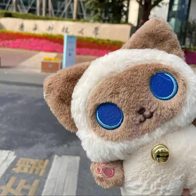 25 سنتيمتر جديد Kawaii لينة الكرتون الحيوان سلسلة سيامي القط مع جرس ألعاب من القطيفة رفيق الدمى هدايا عيد الميلاد للأطفال