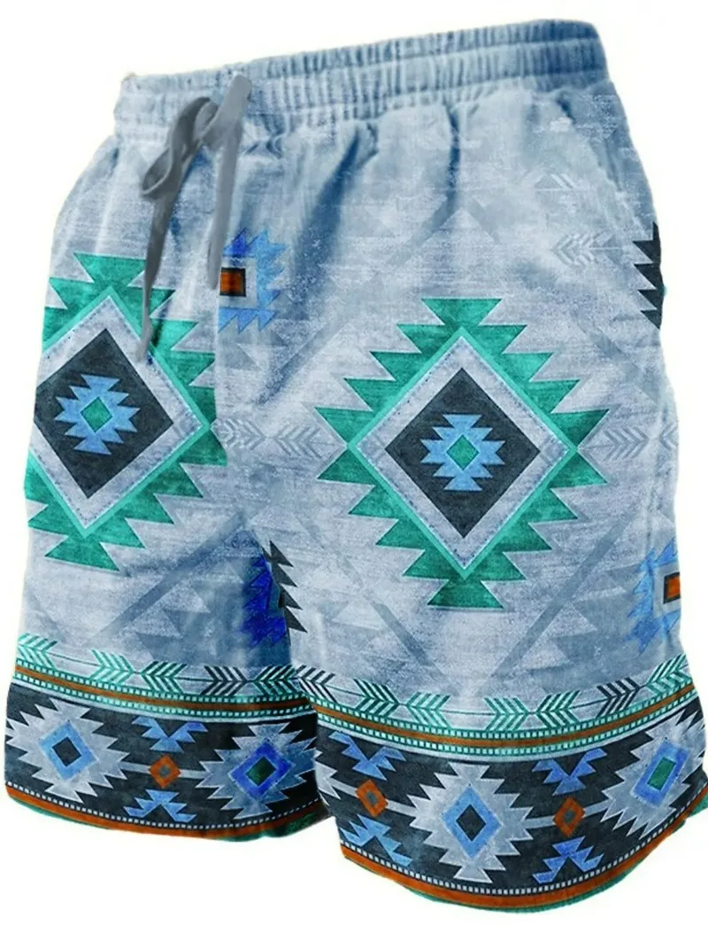 Men's Beach Pants Totem Print 3D Printed Shorts Men's Summer Breathable Shorts Fitness Street Shorts Men's Ropa Hombre