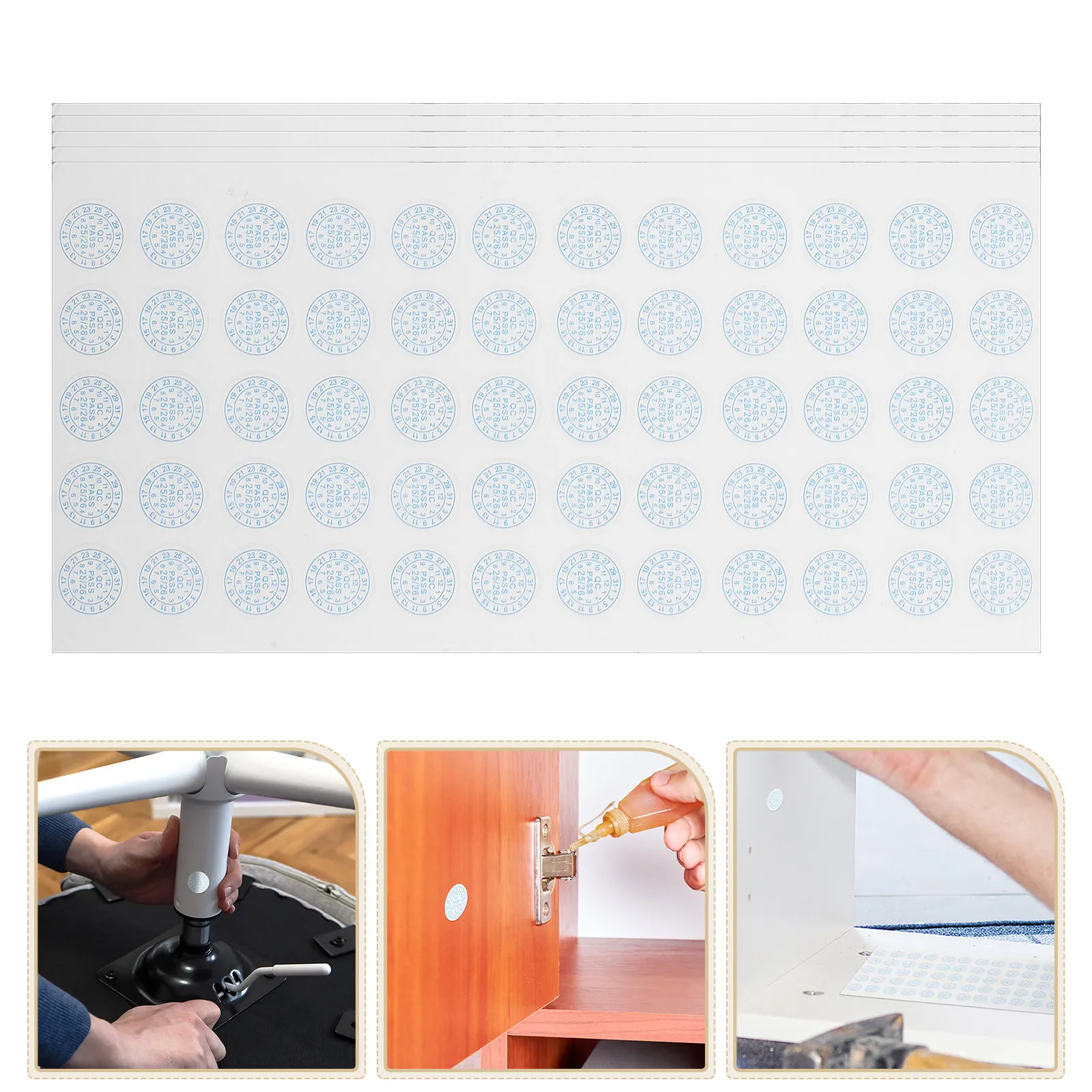 

5 Sheets Round Quality Assurance Approval Stickers Tamper Seals with Manufacture Date Display for Packaging Screws Electronics