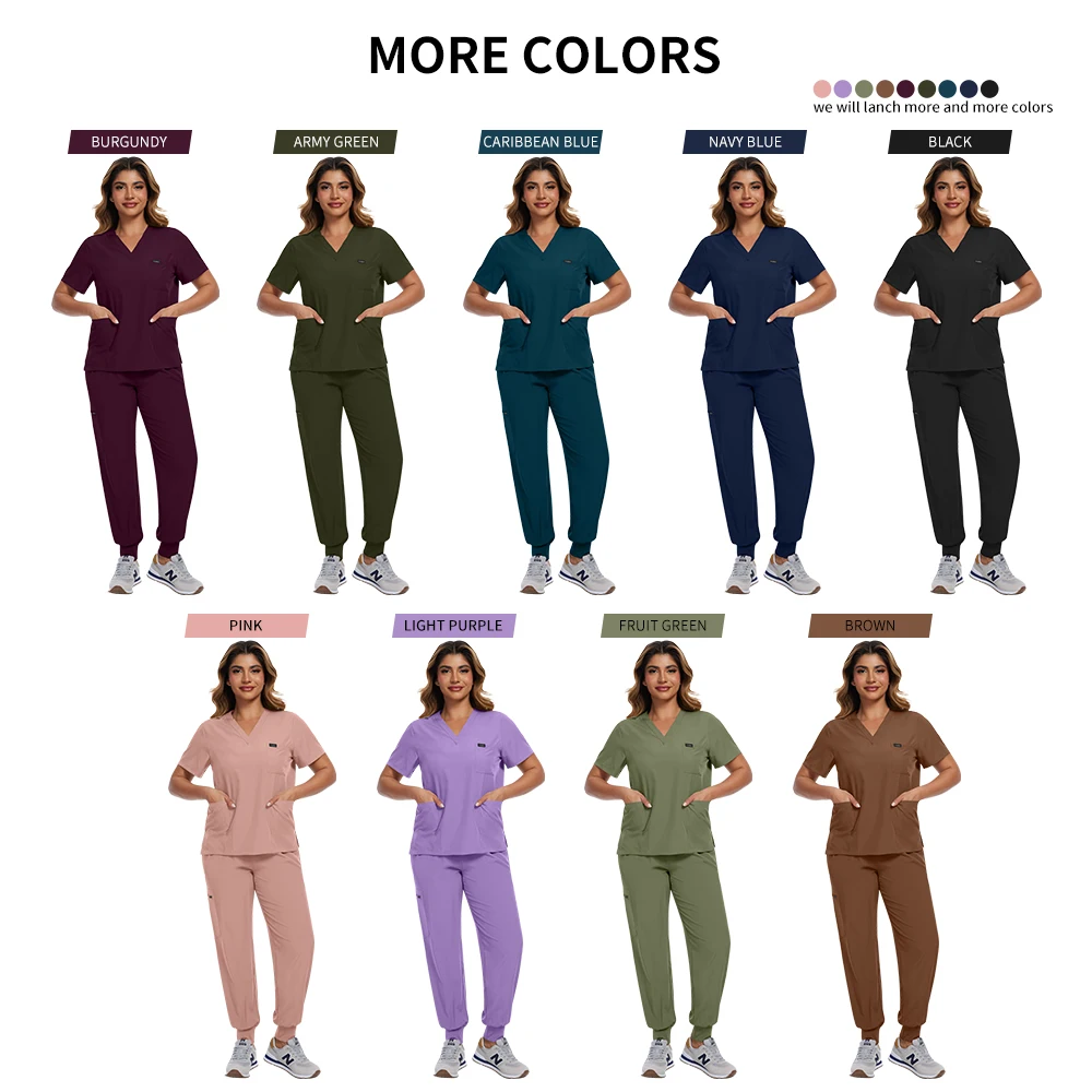 Medical Doctor Scrubs Set Nurse Surgical Uniforms Women Beauty Salon Work Wear Clinical Scrubs Tops-Pants Spa Nursing Tunic Suit