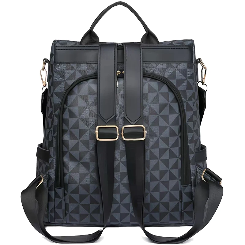 Boho Style Ladies Printed Backpack PU Leather Convertible Shoulder Bag Large Capacity Rucksack for Daily Travel Work