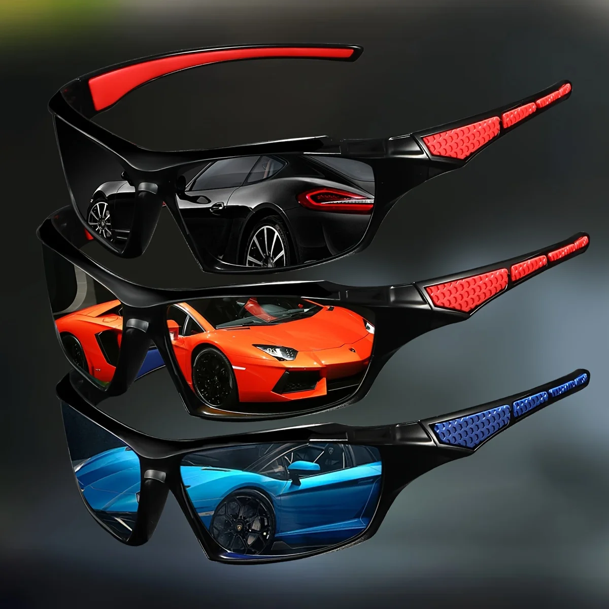 3 Stück modische Sonnenbrille, Unisex, reflektierend, polarisiert, Fahrrad-Sonnenbrille
