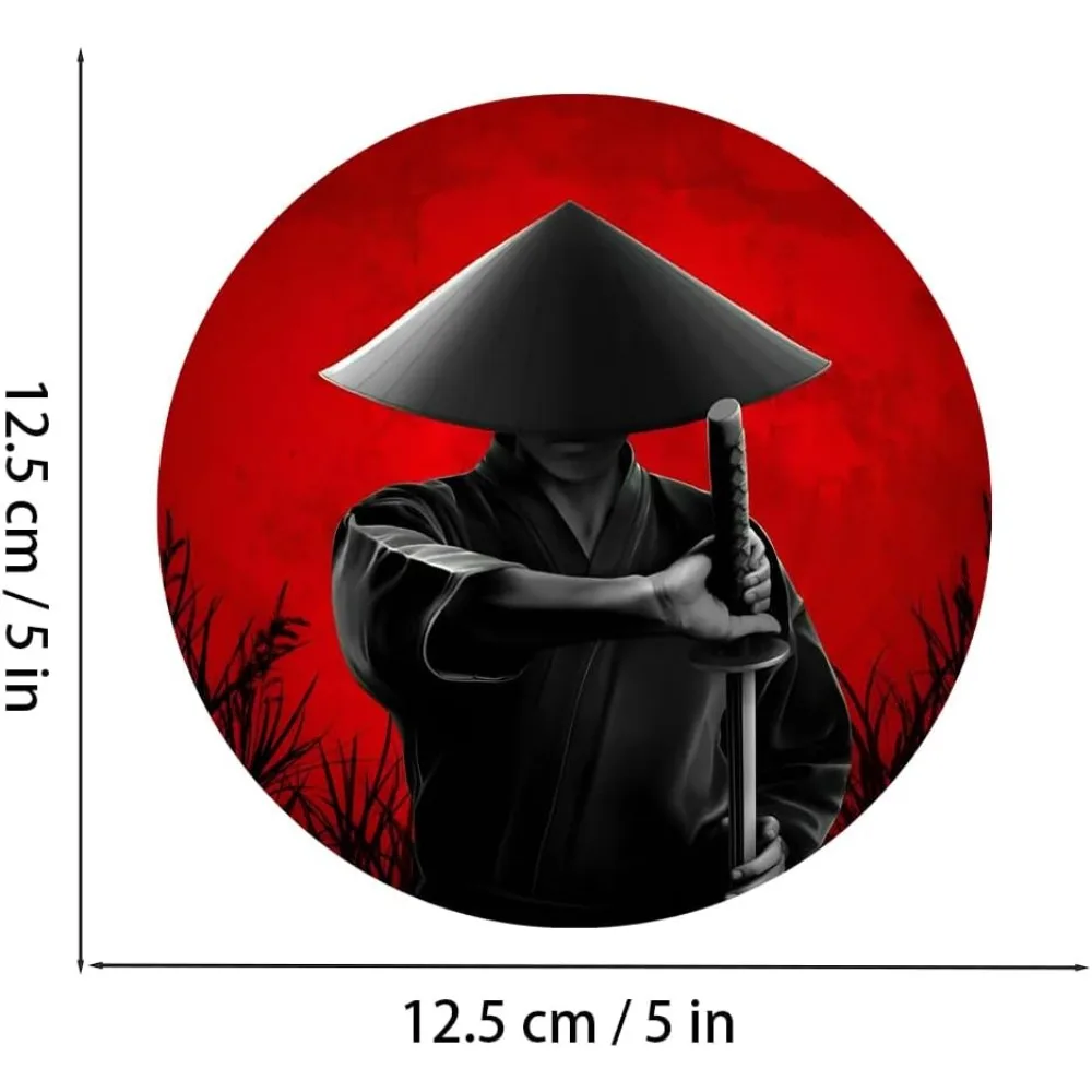 Ronin Samurai Vinyl Stickers, Red Sun Background Waterproof Decals for Car, Motorcycle, Helmet & Laptop
