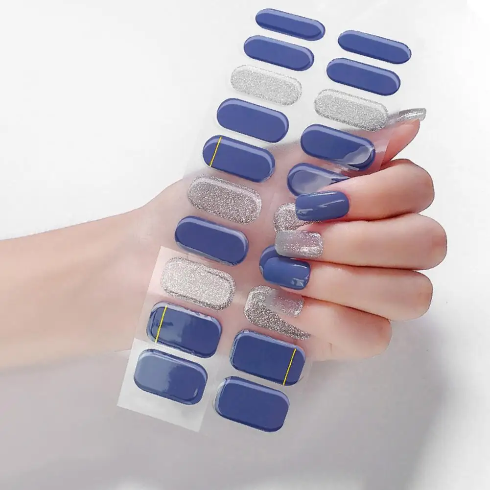 Peel-off Nail Stickers Eco-friendly Gel Nail Stickers Easy Application Waterproof Anti-break Nail Decals for Women 3d Light