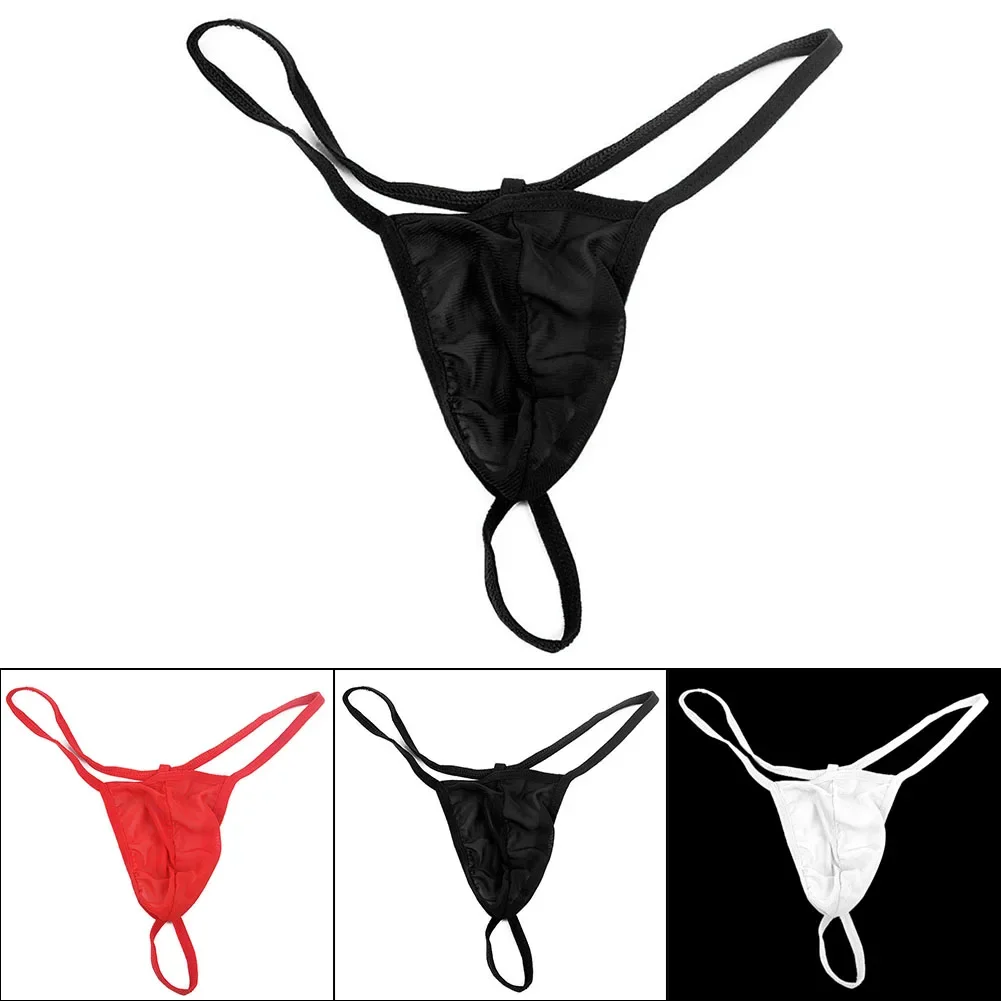 Men Ultra-Thin Briefs Bikini Underpants Thongs Mesh Underwear Man Bulge Pouch Spandex Solid Color Loose G-String Panties