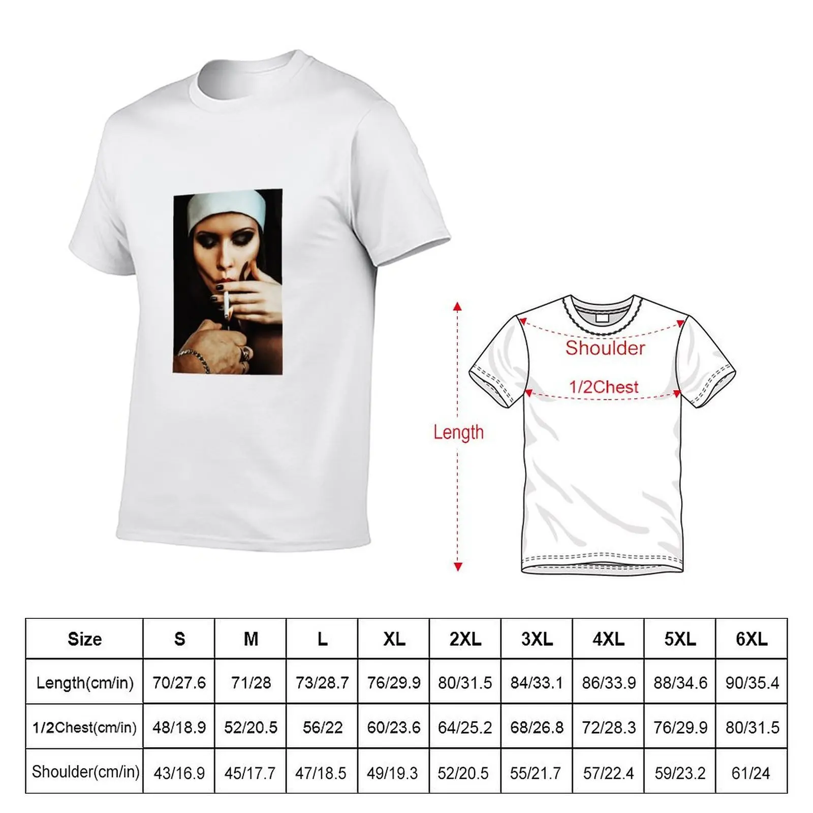 Beautiful Nun Smoking Cigarette T-Shirt t shirts for man slim fit man t shirts cotton cotton t shirts man 100% T-shirt