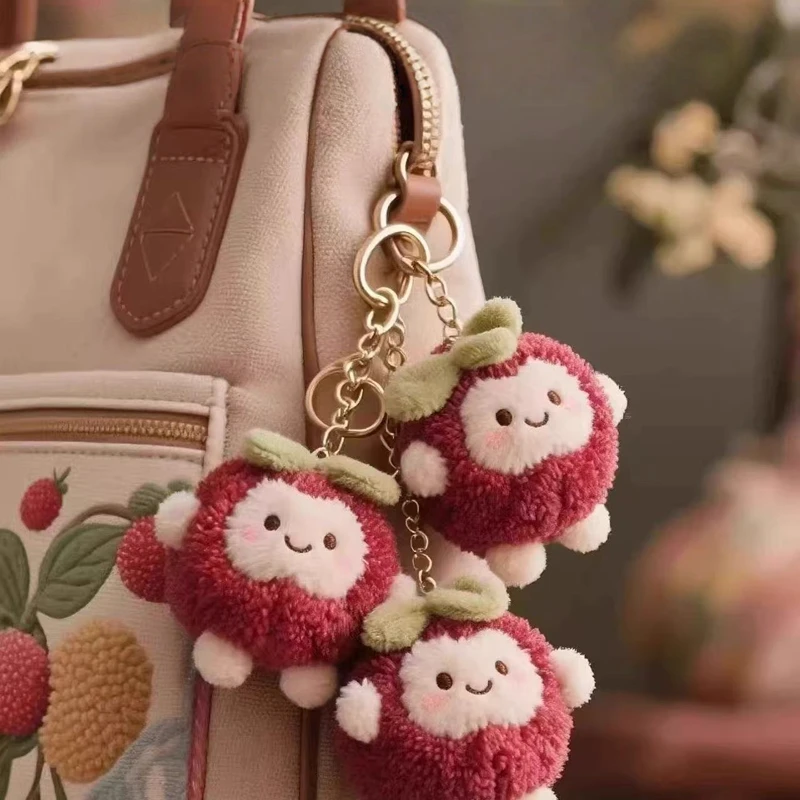 Simpatico portachiavi in peluche con fiocco Kawaii litchi frutta appesa decorazione regalo di ornamento per imballaggio popolare stagionale