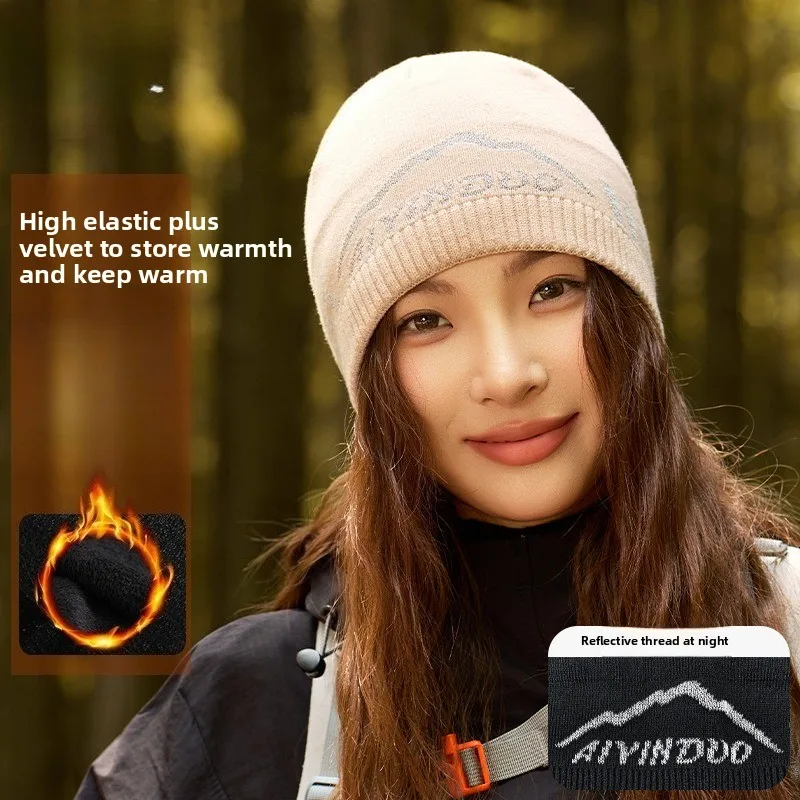 Autumn and Winter Outdoor Sports Knitted Cold Hat Mountain Peak Letter Jacquard Wool Hat Casual Warm and Cold-proof Pullover Hat