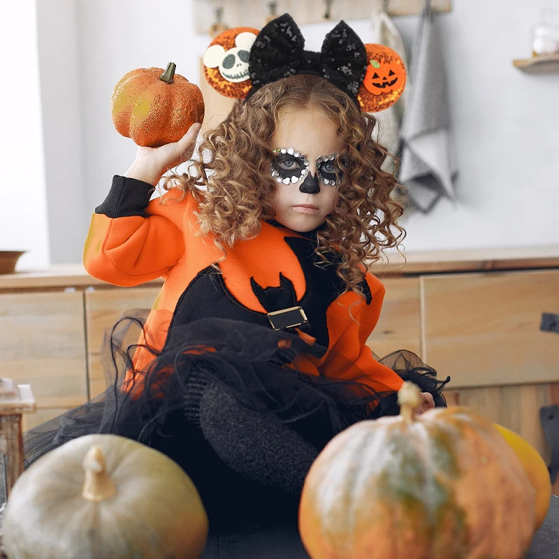 1 Stück Halloween Spaß-Haarreif mit Niedlichem Kürbis- und Fledermausmuster, Mausohren-Stirnband, Geeignet für Festivalpartys, Geschenk für Mädchen, Haaraccessoires – Detail 5