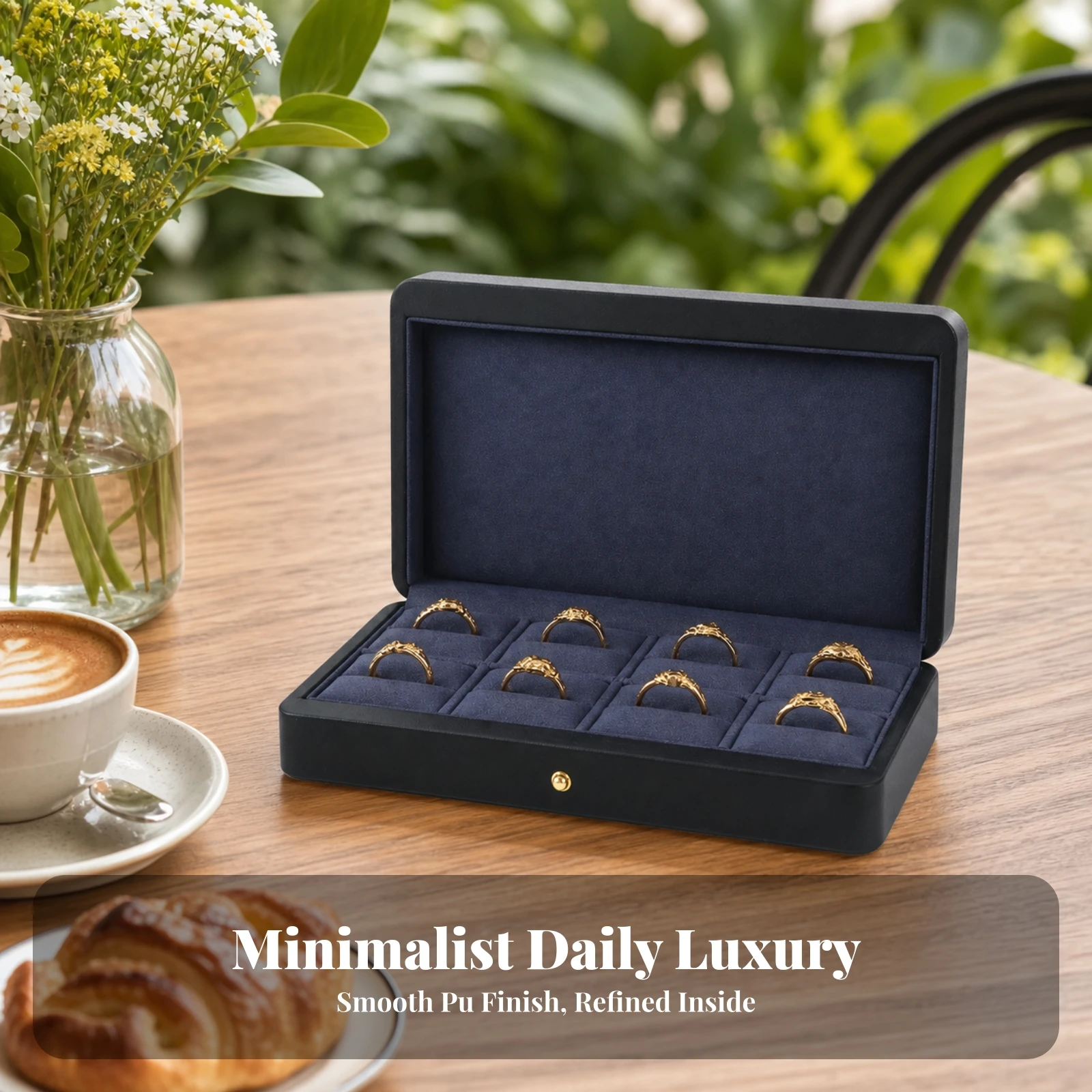 Finger Jewelry Display Case Compact Jewelry Box with Partitions Jewelry Display Tray Easy to Store for Dresser, Travel