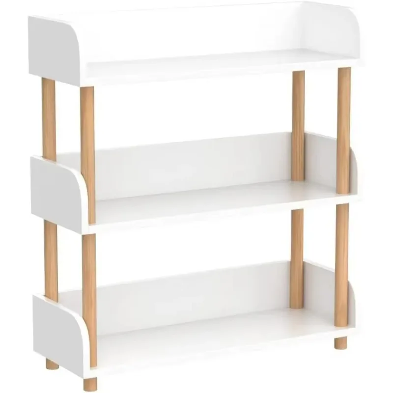 Factory Direct Compatible WithWooden Open Bookcase - Modern Display Bookshelf with Top Edge and Solid Wood Frame