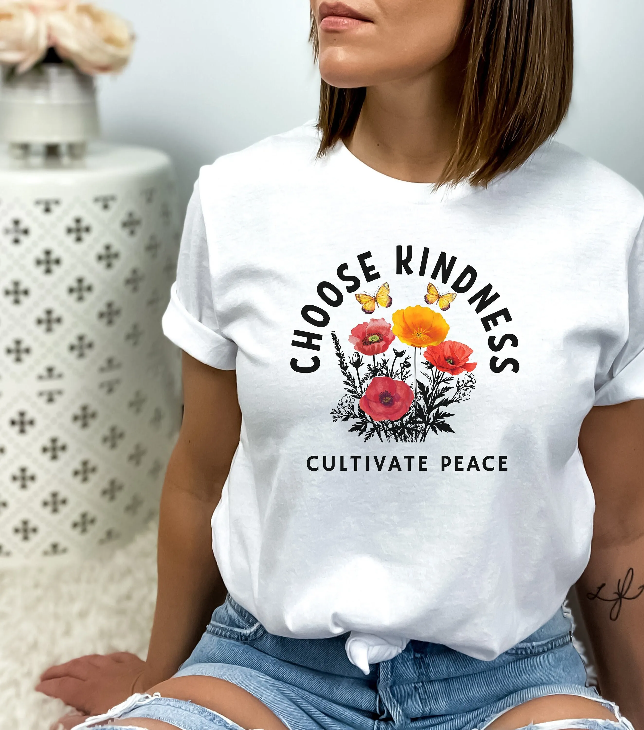 Cultivate Peace T Shirt Be Kind Choose Kindness Radiate And Love Cotton Good For Gift