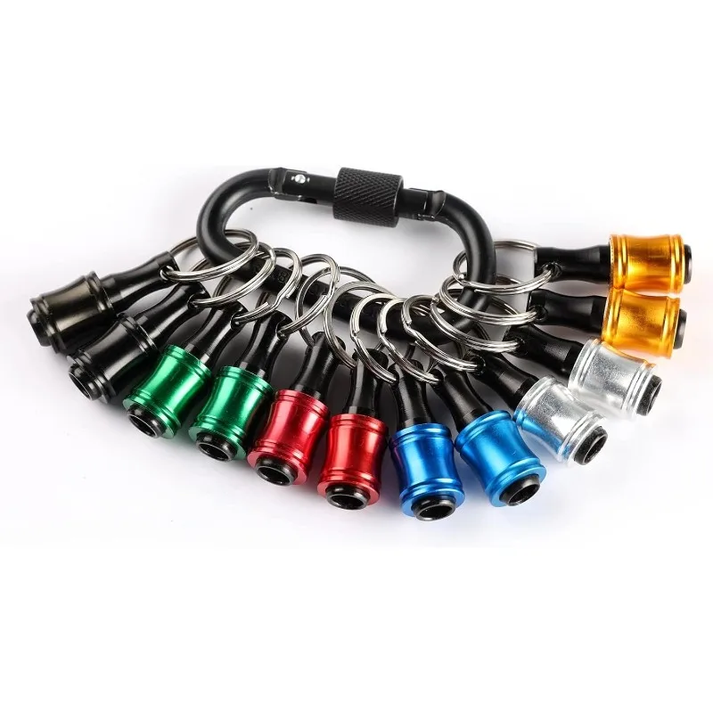 

12pcs Aluminum Alloy Screwdriver Bits Holder, 1/4" Hex Shank Quick-Change Extension Bar, Lightweight Push To Unlock Upgrade