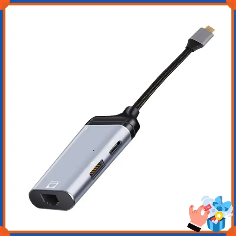 Compact 3 In 1 Type-C To Gigabit Ethernet Rj45 Lan PD Multi-Function Converter Adapter For TV PC