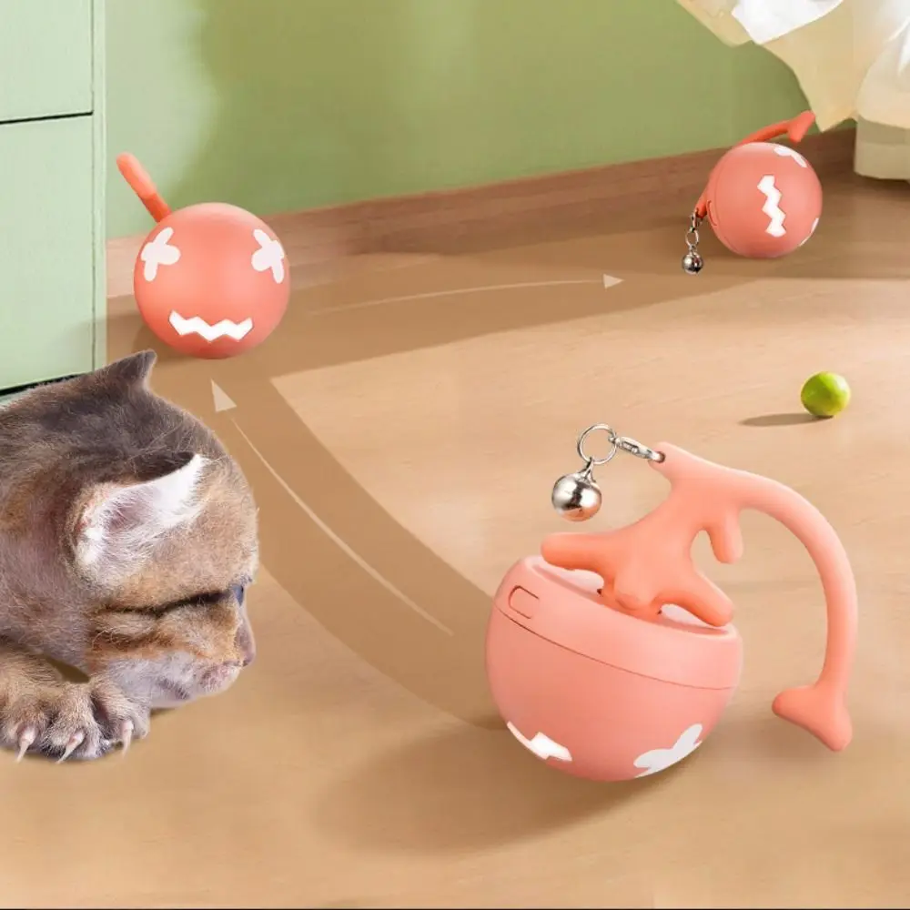 Fish Bone Electric Rolling Cat Ball USB Charging Bite Resistant Automatic Cat Toy Ball with Bell Self-Rotating Cat Teasing Ball