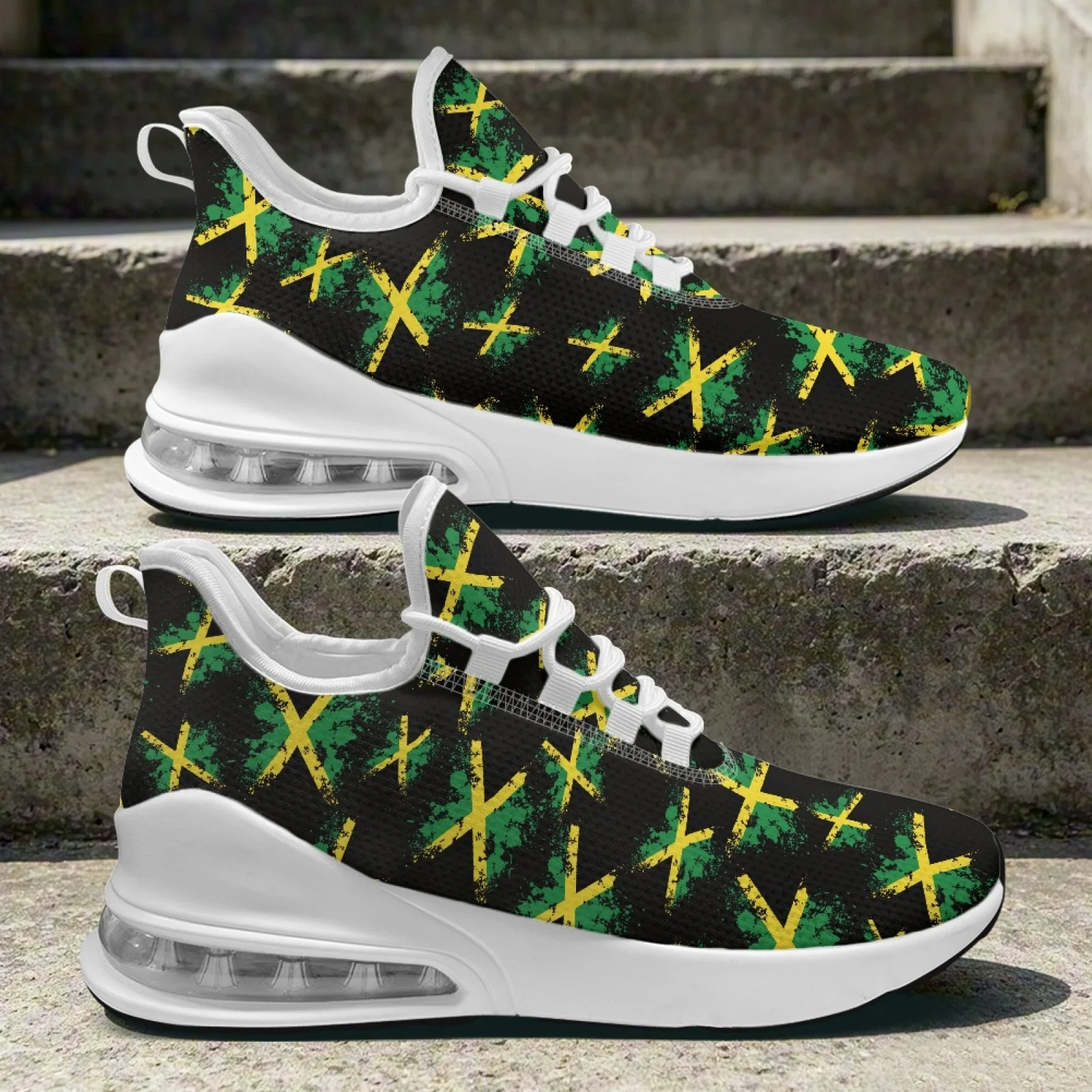 PENSTROLL Mesh & EVA Breathable Workout Sneaker Lightweight Running Shoes for Women for Womens Outdoor Jamaican Flag