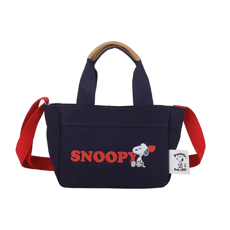 MINISO Snoopy Bag Cartoon Print Large Capacity Canvas Bag Women\'s Single Shoulder Bag Crossbody Handbag