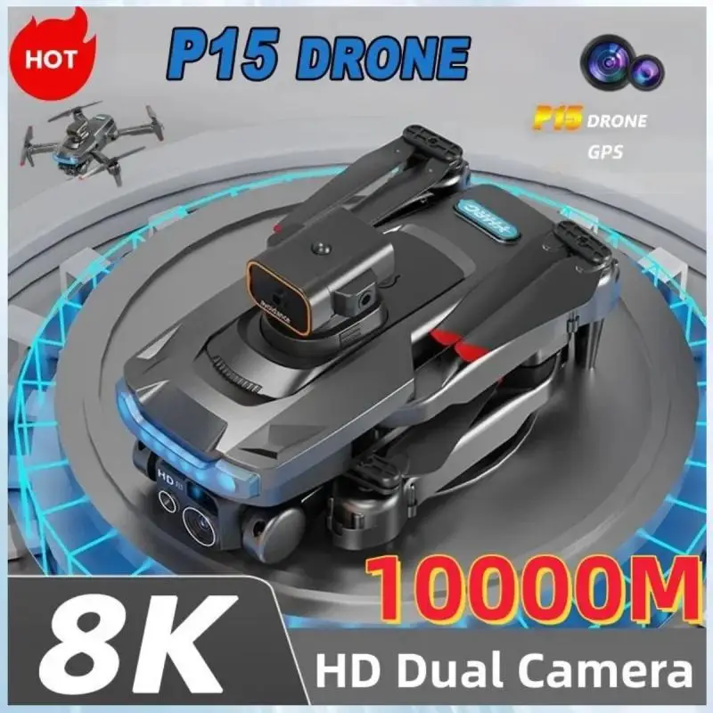 

New P15 Drone Professional 8K GPS Dual Camera 5G Obstacle Avoidance Optical Flow Positioning Brushless Upgraded RC 5000m New