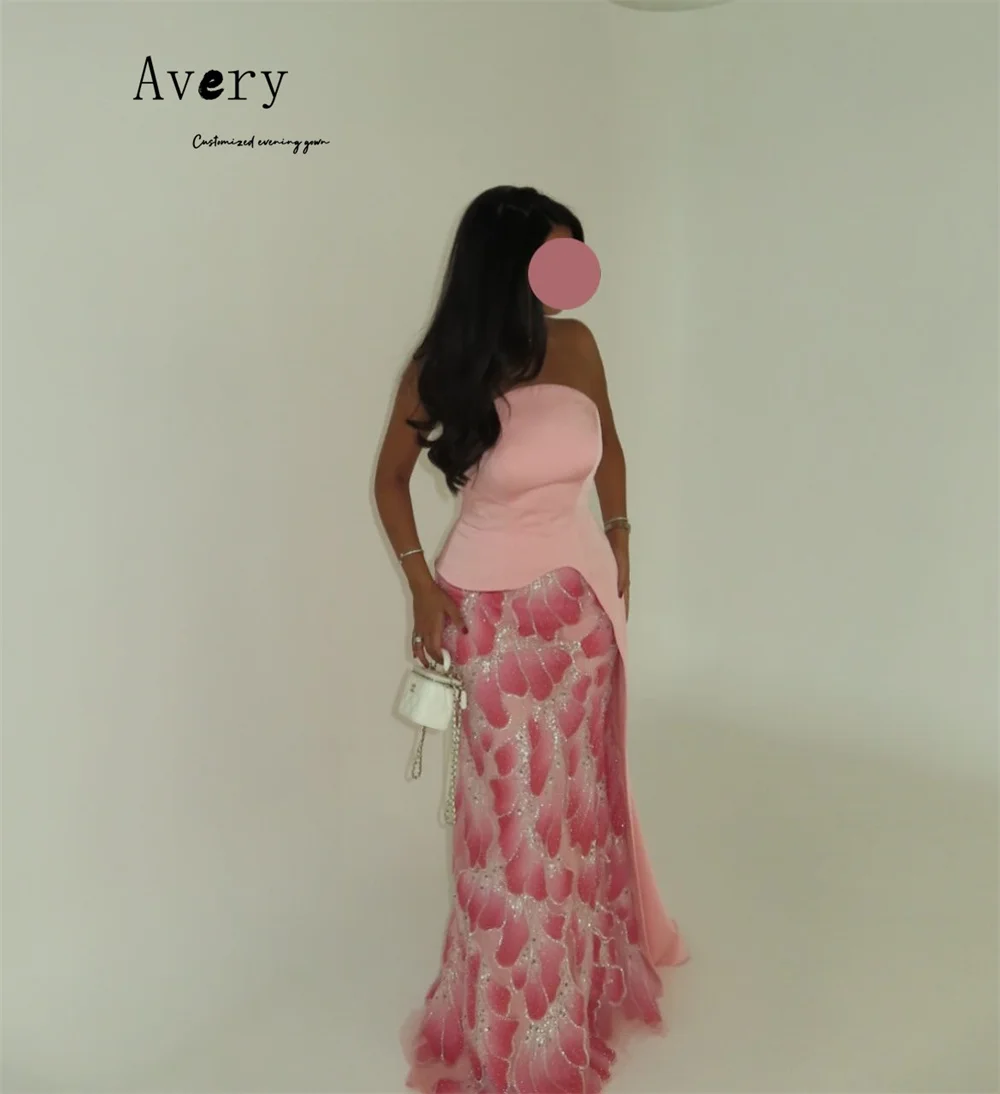 Avery-Top de tubo de cola de pez rosa personalizado, vestidos de noche sin mangas, vestidos de invitados de boda de lujo 2025 para fiesta, vestido de graduación para mujer